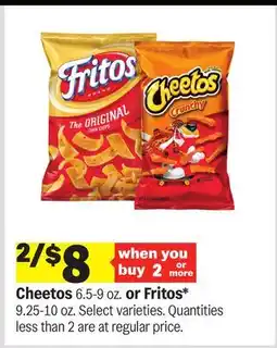 Meijer Cheetos 6.5-9 oz. or Fritos 9.25-10 oz offer