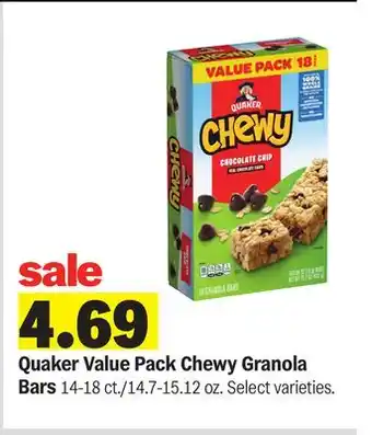 Meijer Quaker Value Pack Chewy Granola Bars offer