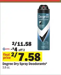 Meijer Degree Dry Spray Deodorants offer