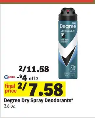 Meijer Degree Dry Spray Deodorants offer