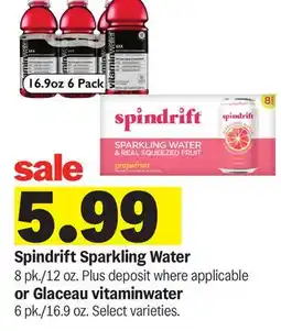 Meijer Spindrift Sparkling Water 8 pk./12 oz. or Glaceau vitaminwater 6 pk./16.9 oz offer