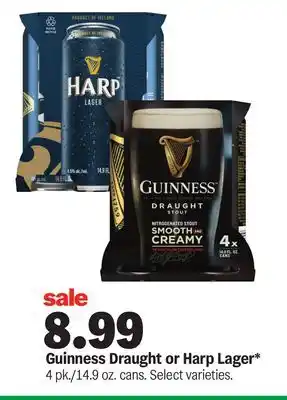 Meijer Guinness Draught or Harp Lager offer