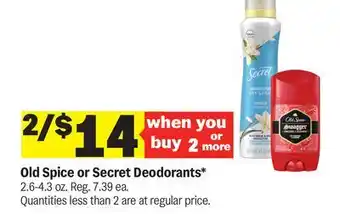 Meijer Old Spice or Secret Deodorants offer