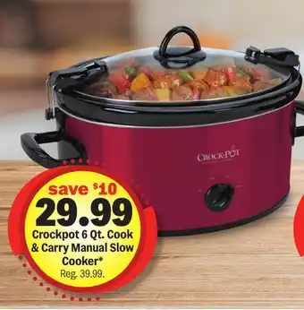 Meijer Crockpot 6 Qt. Cook & Carry Manual Slow Cooker offer