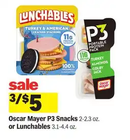 Meijer Oscar Mayer P3 Snacks 2-2.3 oz. or Lunchables 3.1-4.4 oz offer