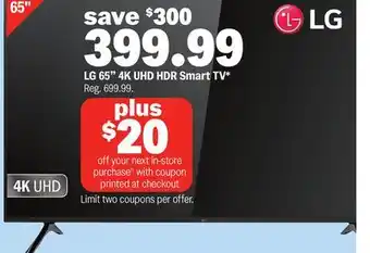 Meijer LG 65 4K UHD HDR Smart TV offer