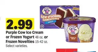 Meijer Purple Cow Ice Cream or Frozen Yogurt 48 oz. or Frozen Novelties 15-42 oz offer