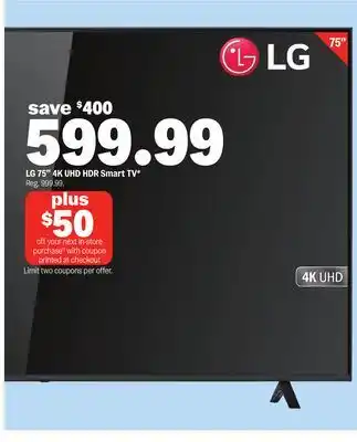 Meijer LG 75 4K UHD HDR Smart TV offer