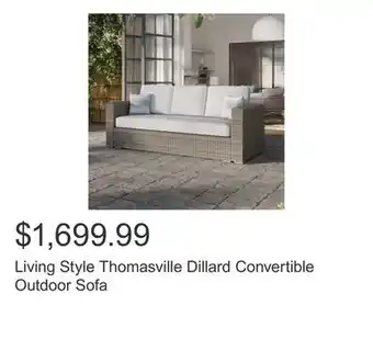 Costco Living Style Thomasville Dillard Convertible Outdoor Sofa offer