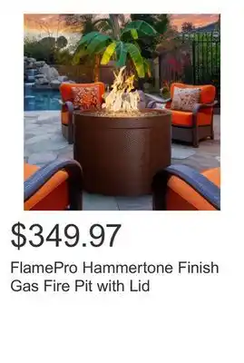 Costco FlamePro Hammertone Finish Gas Fire Pit with Lid offer