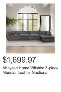 Costco Abbyson Home Wilshire 5-piece Modular Leather Sectional offer