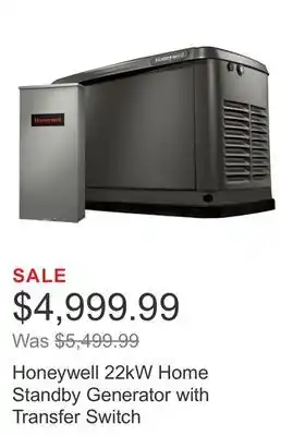 Costco Honeywell 22kW Home Standby Generator with Transfer Switch offer