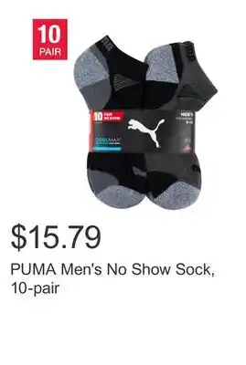 Costco PUMA Men's No Show Sock, 10-pair offer