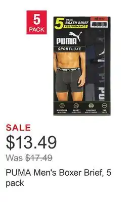 Costco PUMA Men's Boxer Brief, 5 pack offer