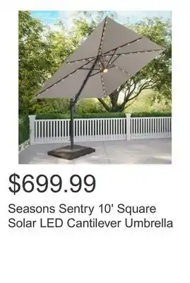 Costco Seasons Sentry 10' Square Solar LED Cantilever Umbrella offer