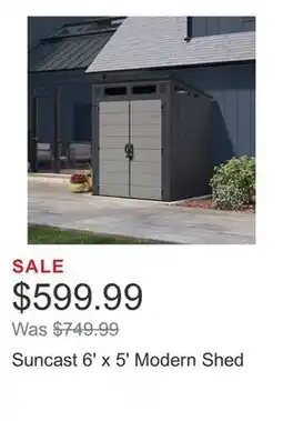 Costco Suncast 6' x 5' Modern Shed offer