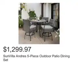 Costco SunVilla Andres 5-Piece Outdoor Patio Dining Set offer