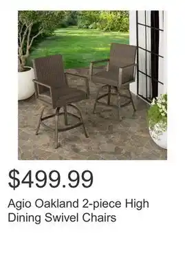 Costco Agio Oakland 2-piece High Dining Swivel Chairs offer