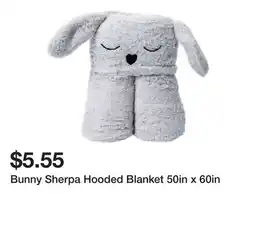 Five Below Bunny Sherpa Hooded Blanket 50in x 60in offer