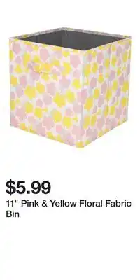 Big Lots 11 Pink & Yellow Floral Fabric Bin offer