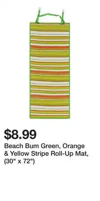 Big Lots Beach Bum Green, Orange & Yellow Stripe Roll-Up Mat, (30 x 72) offer