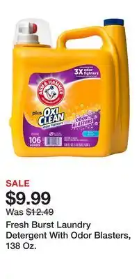 Big Lots Fresh Burst Laundry Detergent With Odor Blasters, 138 Oz offer