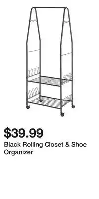 Big Lots Black Rolling Closet & Shoe Organizer offer