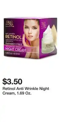 Big Lots Retinol Anti Wrinkle Night Cream, 1.69 Oz offer