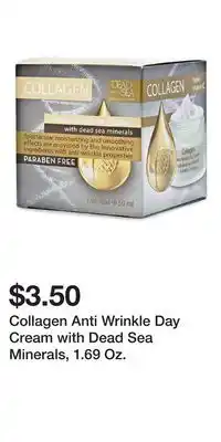 Big Lots Collagen Anti Wrinkle Day Cream with Dead Sea Minerals, 1.69 Oz offer