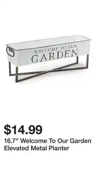 Big Lots 16.7 Welcome To Our Garden Elevated Metal Planter offer