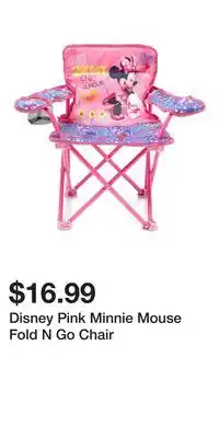 Big Lots Disney Pink Minnie Mouse Fold N Go Chair offer