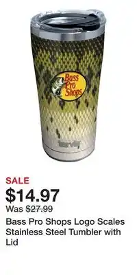 Cabela's Bass Pro Shops Logo Scales Stainless Steel Tumbler with Lid offer