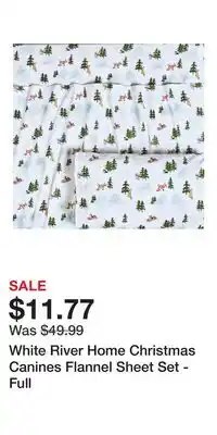 Cabela's White River Home Christmas Canines Flannel Sheet Set - Full offer