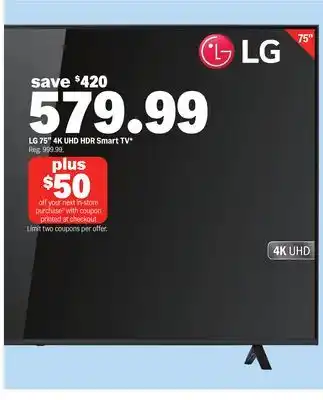 Meijer LG 75 4K UHD HDR Smart TV offer