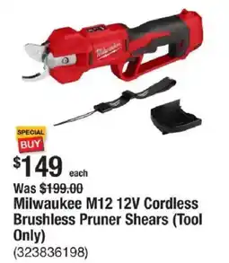 The Home Depot Milwaukee M12 12V Cordless Brushless Pruner Shears (Tool Only) offer