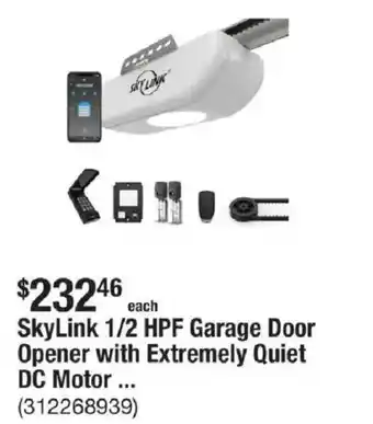 The Home Depot SkyLink 1/2 HPF Garage Door Opener with Extremely Quiet DC Motor ... offer