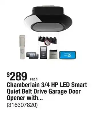 The Home Depot Chamberlain 3/4 HP LED Smart Quiet Belt Drive Garage Door Opener with... offer