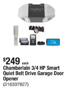 The Home Depot Chamberlain 3/4 HP Smart Quiet Belt Drive Garage Door Opener offer