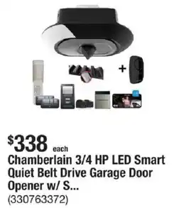 The Home Depot Chamberlain 3/4 HP LED Smart Quiet Belt Drive Garage Door Opener w/ S... offer