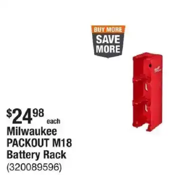 The Home Depot Milwaukee PACKOUT M18 Battery Rack offer