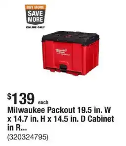 The Home Depot Milwaukee Packout 19.5 in. W x 14.7 in. H x 14.5 in. D Cabinet in R... offer