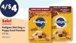 Family Dollar Pedigree Wet Dog or Puppy Food Pouches offer