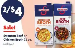 Family Dollar Swanson Beef or Chicken Broth offer