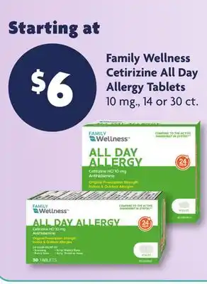 Family Dollar Family Wellness Cetirizine All Day Allergy Tablets offer