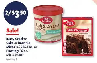 Family Dollar Betty Crocker Cake or Brownie Mixes 13.25-16.3 oz. or Frostings 16 oz offer