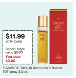 CVS ELIZABETH TAYLOR Diamonds & Rubies EDT spray 3.3 oz offer