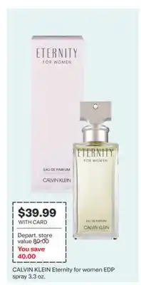 CVS CALVIN KLEIN Eternity for women EDP spray 3.3 oz offer