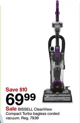 Target BISSELL CleanView Compact Turbo bagless corded vacuum offer