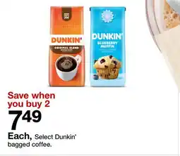 Target Select Dunkin' bagged coffee offer