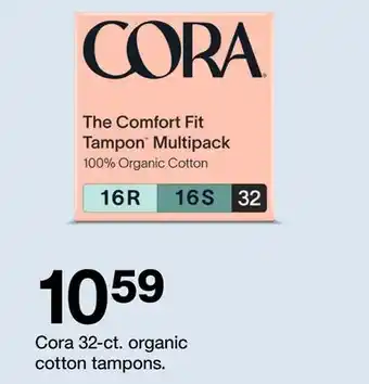 Target Cora 32-ct. organic cotton tampons offer